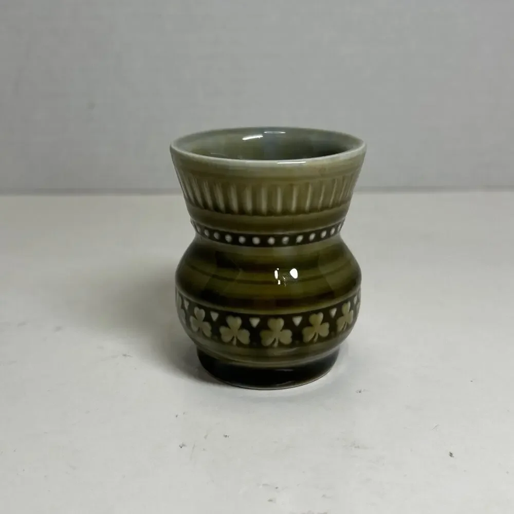 Wade Irish Porcelain Toothpick Holder, Shot Glass, Green Blue Clovers Ireland